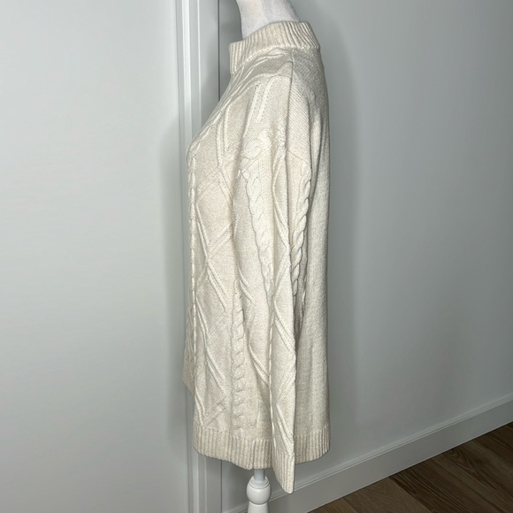 H&M Pullover Cable-knit Twisted Sweater Long Sleeve Cozy Neutral Small 5% Wool - Picture 9 of 10